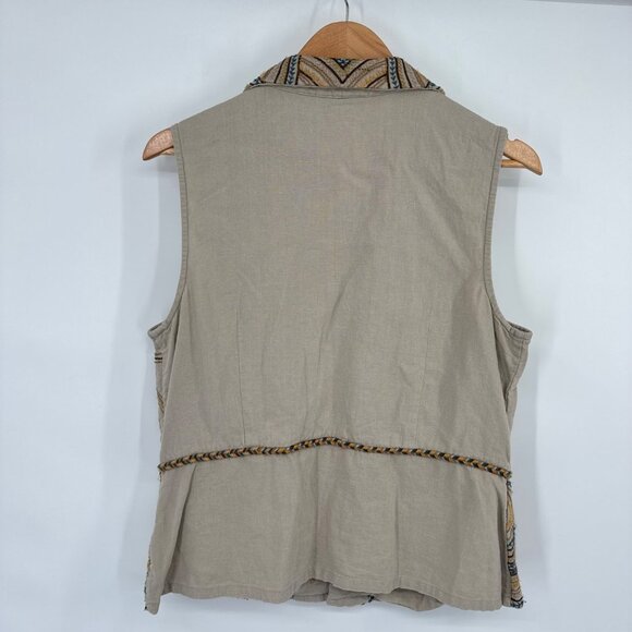 Coldwater Creek Embroidered Linen & Rayon Vest boho  Womens Size 14 - Picture 11 of 12